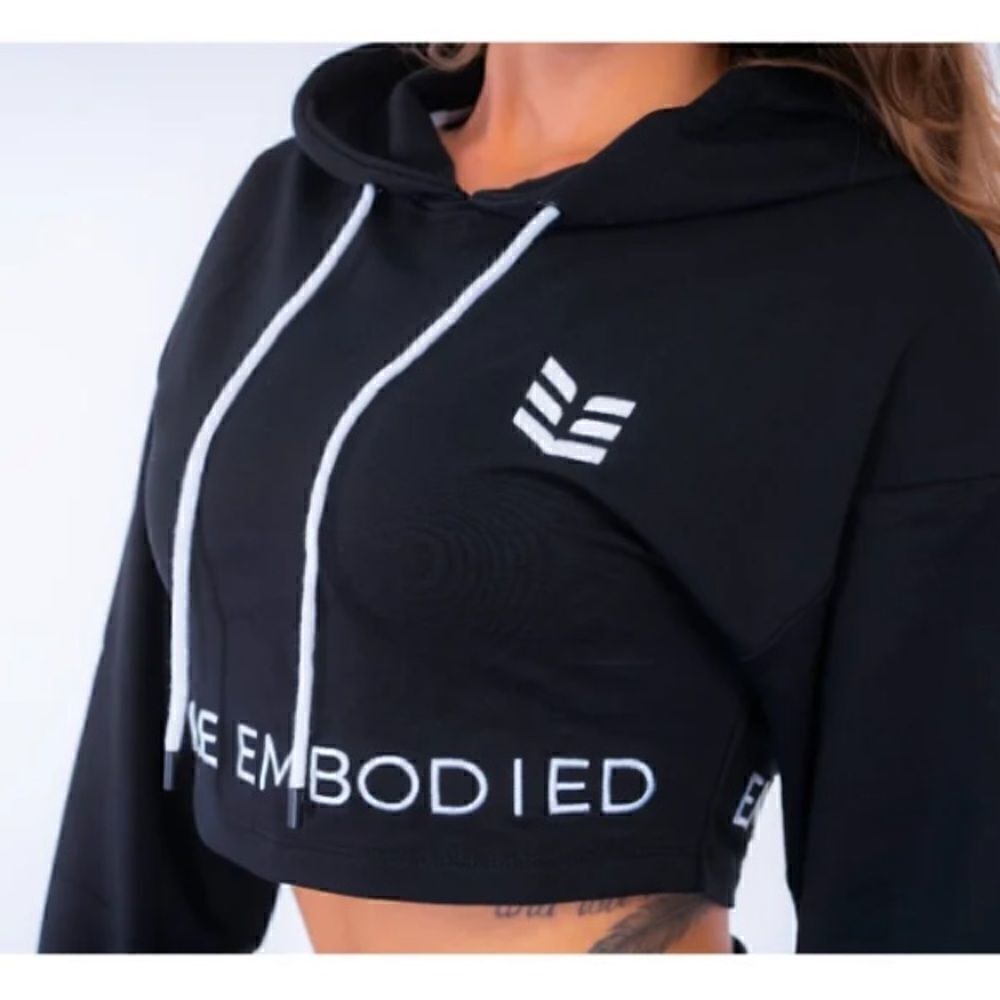 Em bodied Women's Black Cropped Hoodie
